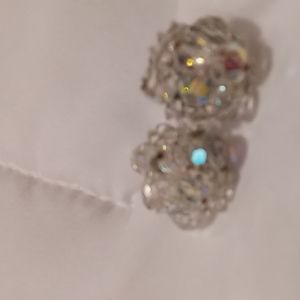 Crystal looking clamp on earrings
